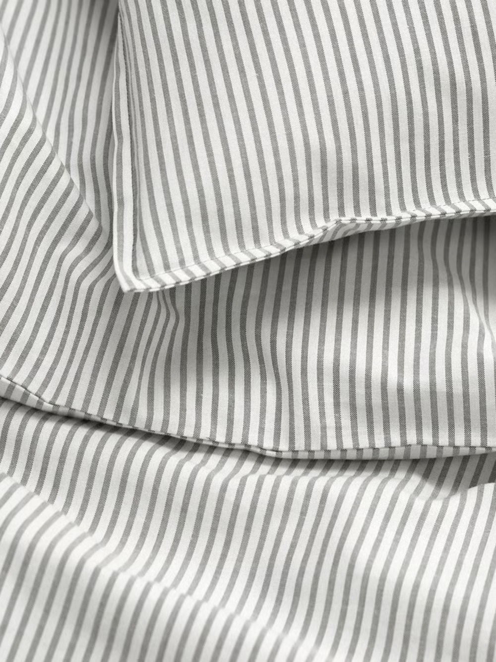 Striped Gray and White Cotton Bedding Set - Neutral Comfort - Picture 2 of 5